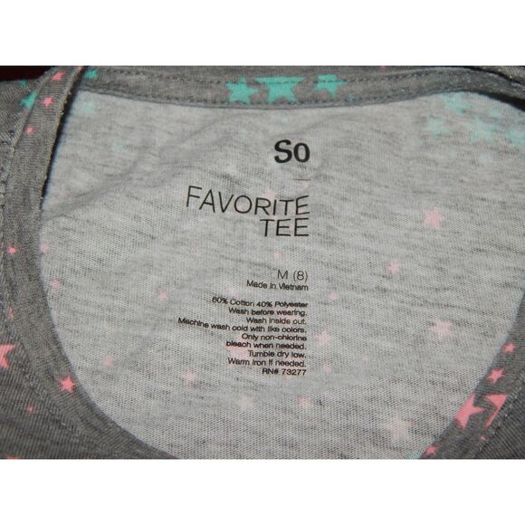 SO girls medium size 8 gray star print long sleeve shirt - Picture 2 of 5